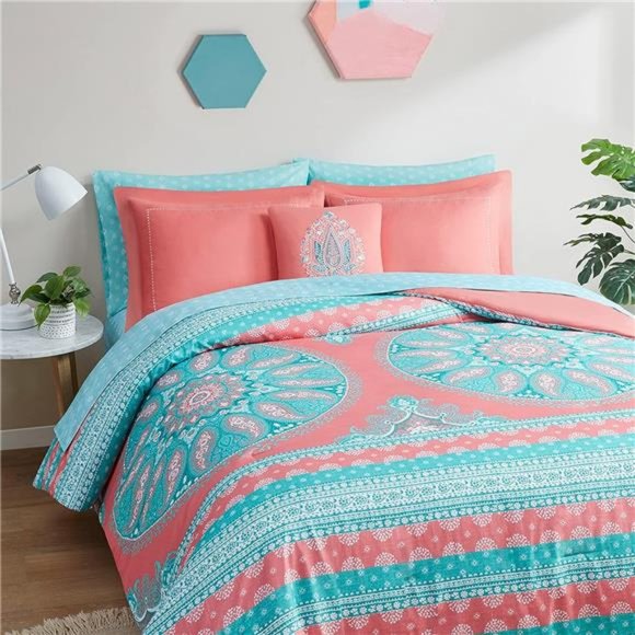 Bed in A Bag Queen Size, Boho Mandala 8 Piece Complete Comforter Sets with Sheet - Picture 1 of 7